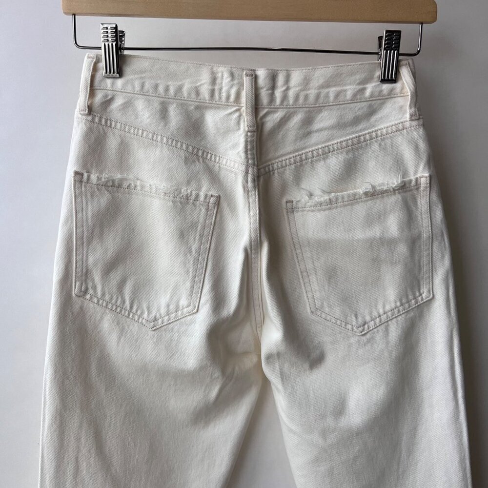 Agolde Riley Cropped Straight-Leg distressed Jeans, white, size 24 - Picture 9 of 11